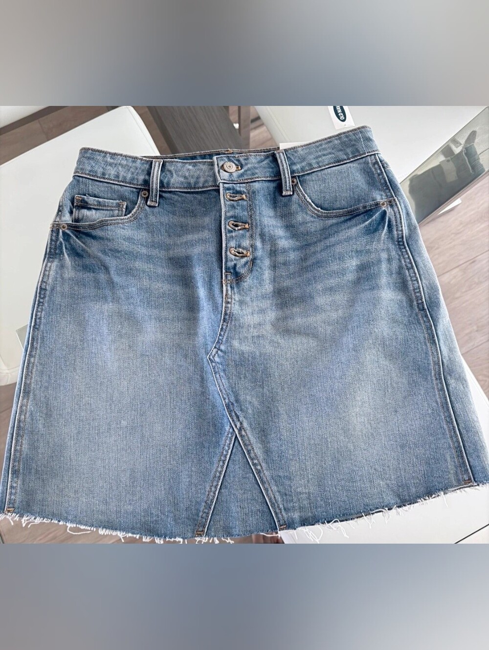 Old Navy A Line Denim Button-Front Mini Skirt - Light Blue NWT 8